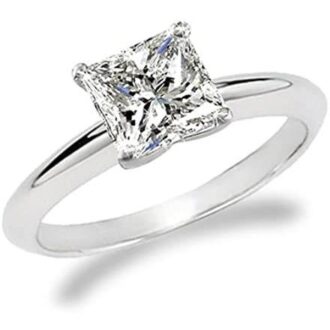 Solitaire Engagement Ring with .72ct Princess Cut Diamond in 14k White Gold