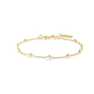 Ania Haie 7" Stainless Steel and Yellow Gold Plated Beaded Chain Bracelet