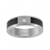 Men's 8mm Wedding Band with Black Carbon Fiber and CZ Inlay
