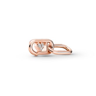 Pandora Heart Double Link in 14K Rose Gold Plated Design