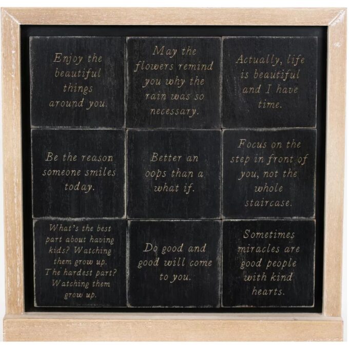 Set of 3 Inspirational Black Wood Magnets, 3x3.5 inches