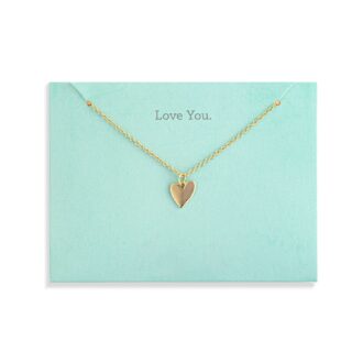 Gold Plated "Love You" Heart Pendant Necklace 18"