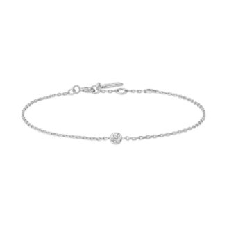 Ania Haie Silver Sparkle Bezel CZ Cable Link Bracelet