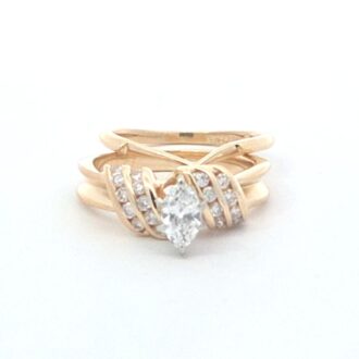 14K Yellow Gold Marquise 1/3ct Bridal Set 2/3ctw