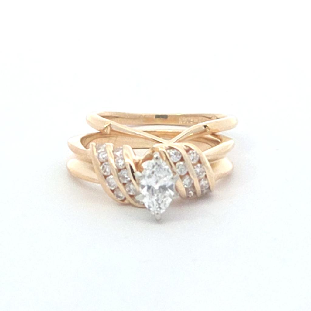 14K Yellow Gold Marquise 1/3ct Bridal Set 2/3ctw