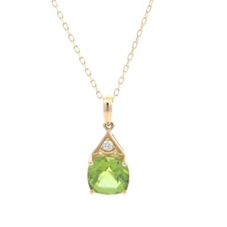 14k Yellow Gold Drop Pendant with .02ctw Cushion Cut Diamond