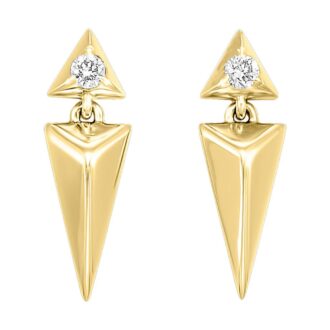 14KY Triangle Spike Drop Earrings with 1/20ctw Diamonds
