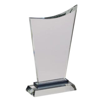 Small Wave Glass Trophy with Black Highlight - 8.5" Engraving Included