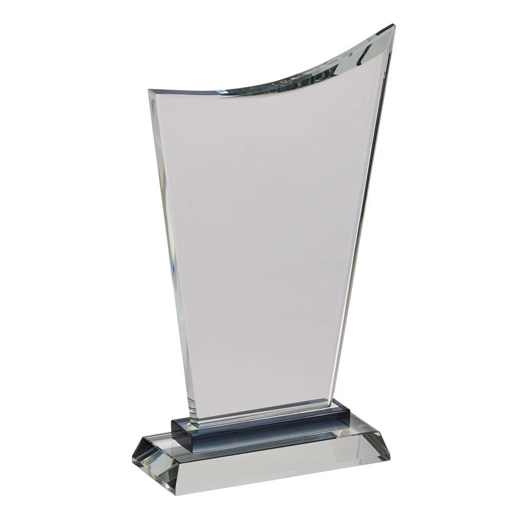 Small Wave Glass Trophy with Black Highlight - 8.5" Engraving Included