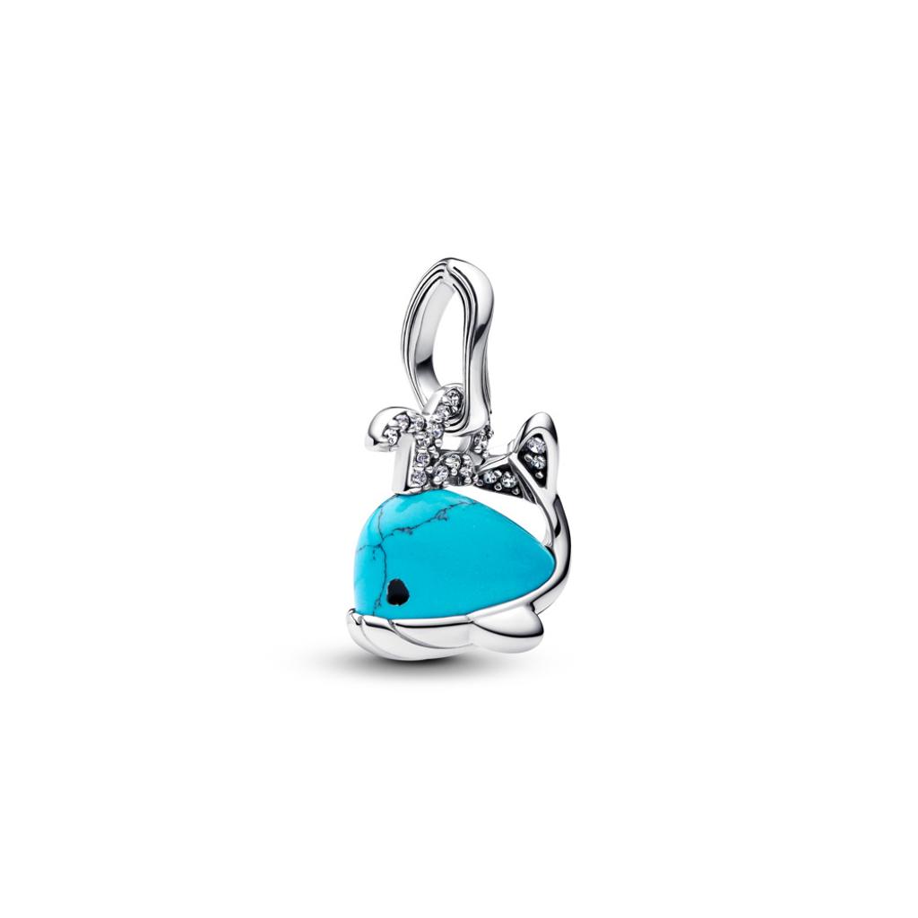 Pandora Whale Dangle Charm with Turquoise & CZ