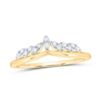 Curved 10K Yellow Gold Diamond Stack Band 1/8 CTW