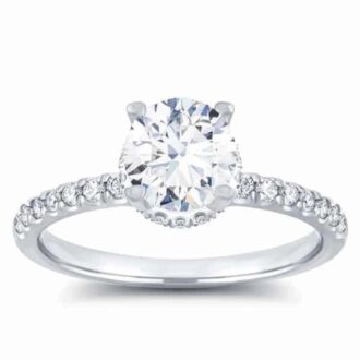 Hidden Halo Engagement Ring with 1.92ctw Round Lab-Grown Diamonds in 14k White Gold