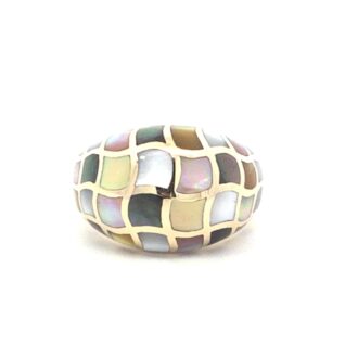 Asch Grossbardt 14K Yellow Gold Multi-Color MOP Inlay Dome Ring