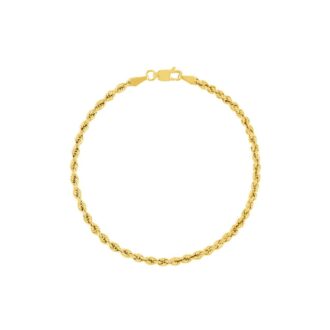 14k Yellow Gold 8" Diamond Cut Rope Bracelet 2.8mm Width