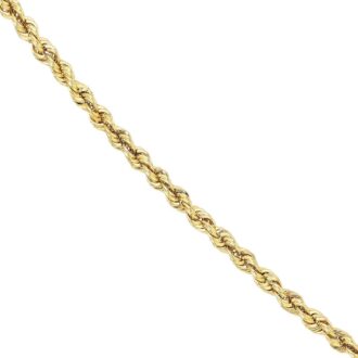 14k Yellow Gold 18" Diamond-Cut Rope Chain, 2mm Barrel Clasp