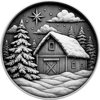Engraved Wooden Cabin Ornament with Tree Design