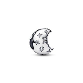 Pandora Moon Silver Charm with Clear CZ