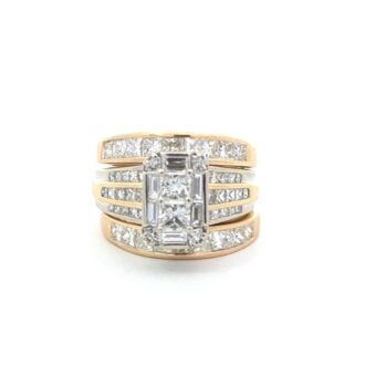 Pre-Owned 5ctw 14K Two-Tone Diamond Engagement Ring and 2 Channel Bands