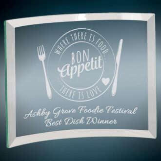 8x6 Beveled Jade Glass Crescent Award with Engraving