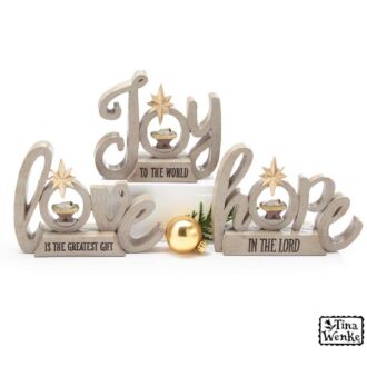 Nativity Baby Jesus Wooden Message Block - Joy Love Hope