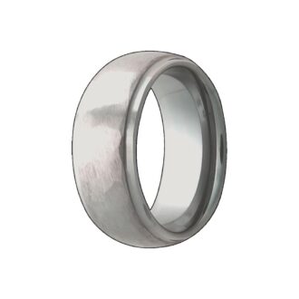 Men's 8mm Dome Step Edge Wedding Band with Hammered Finish