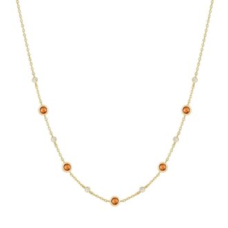Ania Haie Yellow Gold Plated Orange Nano Gem Station Necklace