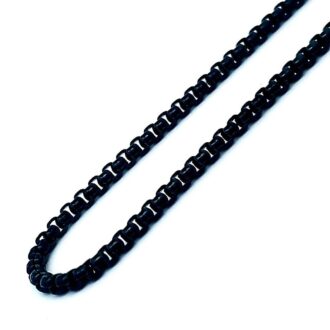 Black Stainless Steel Round Box Chain 3mm, 24"