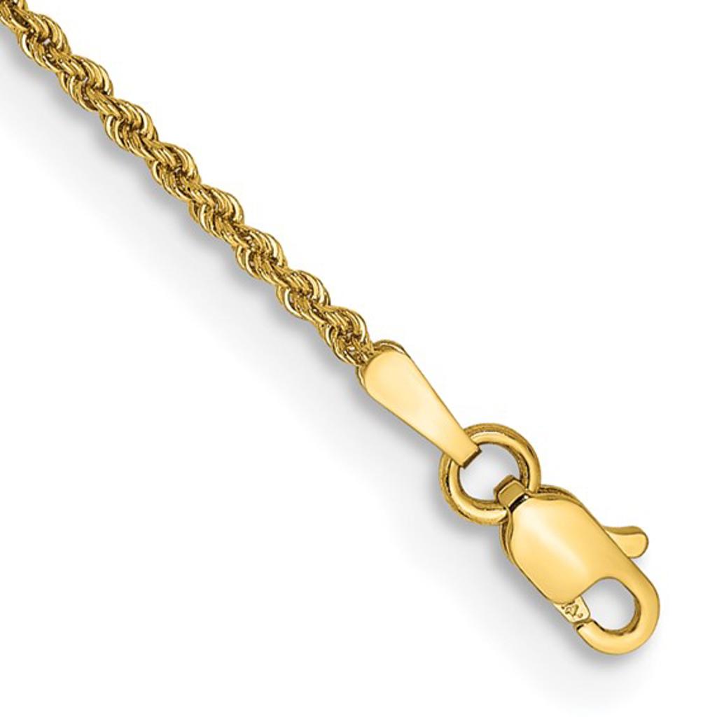 14K Yellow Gold 1.9mm Diamond-Cut Rope Bracelet with Lobster Clasp