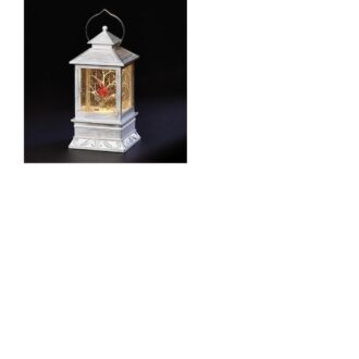 LED Swirl Cardinal and Tree Lantern - 8.5 inches