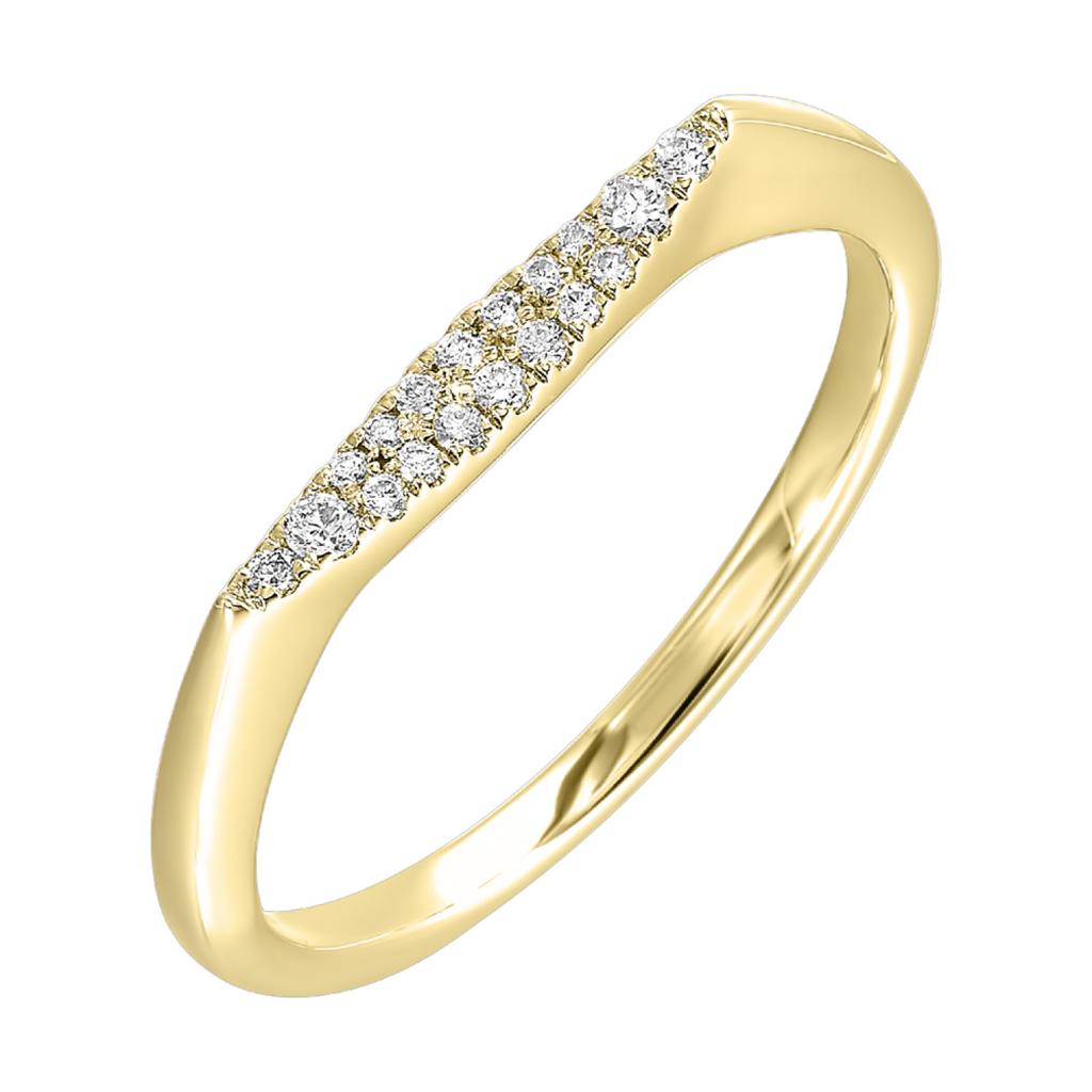 Flat Top Fashion Ring with .12ctw Round Diamonds in 14k Yellow Gold