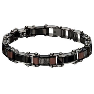 Inox Men's Two-Tone Black & Cappuccino Greek Key Bracelet