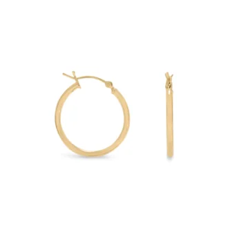 Hoop Earrings 2x24mm in 14k Gold-Plated Sterling Silver