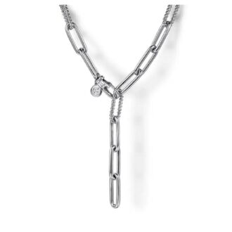 Gabriel Bujukan Paperclip "Y" Chain Necklace in Sterling Silver, 20"