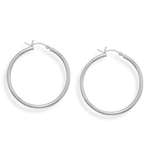 Sterling Silver Hoop Earrings 2 X 35 Mm