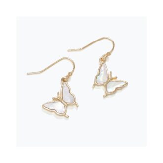 Yellow & White Shimmer Butterfly Dangle Earrings