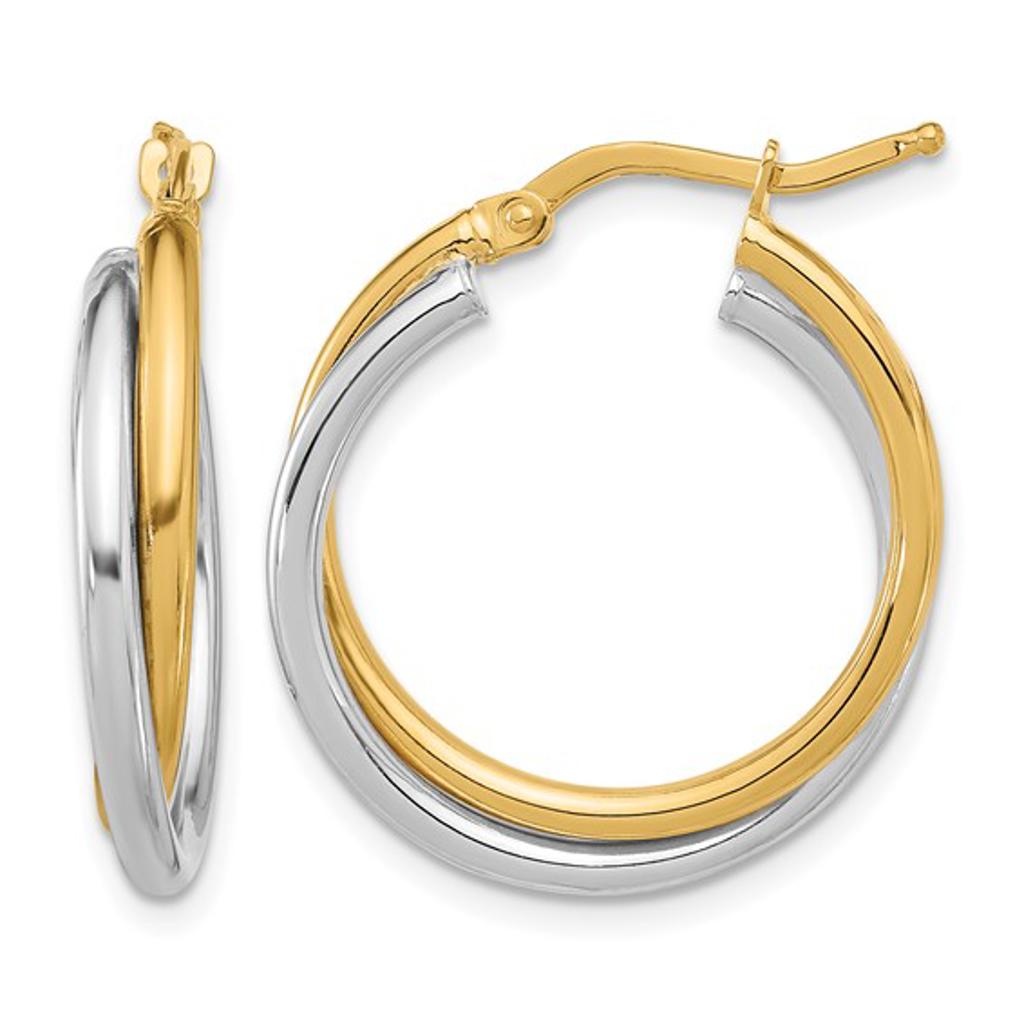 Elegant 14K Two-Tone Twisted Hoop Earrings for Every Occasion