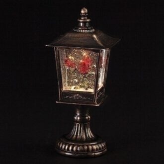 12in Lighted Swirl Cardinal Pedestal Lantern