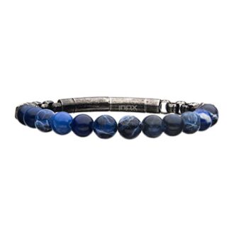 Inox Men's Sodalite Bead Bracelet with Box Chain Detail