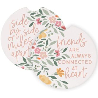 Stay connected with this charming ceramic car coaster featuring the heartwarming message, "Friends Are Always Connected." Perfect for adding a personal touch to your vehicle while keeping your cup holders clean and stylish. A thoughtful gift for friends or a lovely treat for yourself!