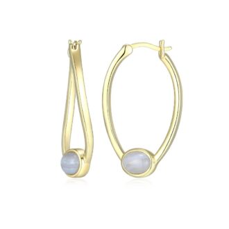 YGP Lustre Oval Hoop Earrings with Blue Lace Agate