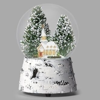 5.5" Silent Night Musical Church Snow Globe for Holiday Decor