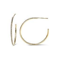 Hoop Earrings with .06ctw Round Diamonds in 14k Yellow Gold