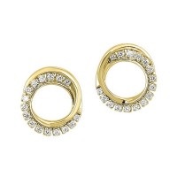 Circle Fashion Earrings with .16ctw Round Diamonds in 10k Yellow Gold