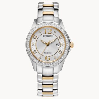 Women's Two-Tone Stainless Steel Dress Watch with White Dial & Crystal Case