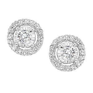 True Reflections Halo Stud Earrings with .50ctw Round Diamonds in 14k White Gold