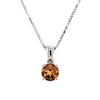 Birthstone Necklace with Round Citrine in Sterling Silver
