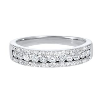 3 Row Anniversary Band with .25ctw Round Diamonds in 14k White Gold