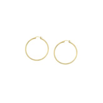 14K Yellow Gold Medium Round Tube Hoop Earrings 2mm