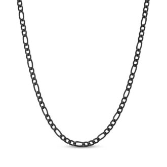 Black Stainless Steel Figaro Chain 3.5mm, 24"