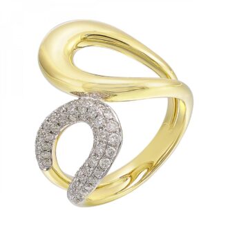 Double Loop Fashion Ring with .50ctw Round Diamonds in 14k Yellow Gold